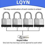 Padlocks with Same Key, LQYN 100 Pcs Laminated Keyed Padlock (1-9/16", 40mm),Keyed Alike Locks,Normal Shackle,for Storage Locker,Hasp Latch,Toolbox,Sheds