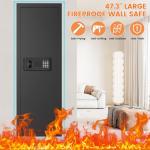 47.3" Fireproof Wall Safe with Shelves and Hooks