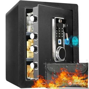 Fireproof Safe Box with Fingerprint and Key