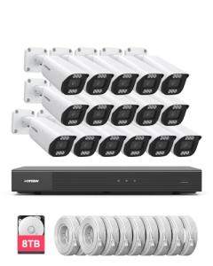 H.VIEW 4K 16CH Security Camera System with 16 Cameras