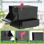 Secure Locking Mailbox with Planter - Black