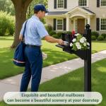 Secure Locking Mailbox with Planter - Black
