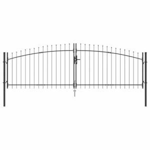 vidaXL Metal Garden Gate with Lock - Grey Steel