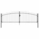 vidaXL Metal Garden Gate with Lock - Grey Steel