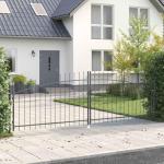 vidaXL Metal Garden Gate with Lock - Grey Steel