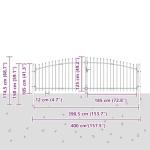 vidaXL Metal Garden Gate with Lock - Grey Steel