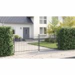 vidaXL Metal Garden Gate with Lock - Grey Steel