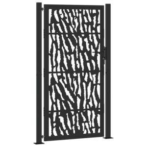 Black Steel Garden Gate with Laser-Cut Design
