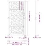 Black Steel Leaf Design Garden Gate 105x205 cm