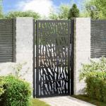 Black Steel Garden Gate with Laser-Cut Design