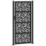 Black Steel Leaf Design Garden Gate 105x205 cm