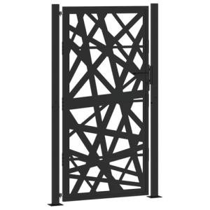 Stylish Black Steel Garden Gate 105x180 cm