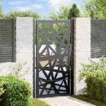 Stylish Black Steel Garden Gate 105x180 cm