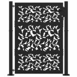 Black Steel Leaf Design Garden Gate 105x130 cm