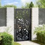 Black Steel Garden Gate 105x180 cm Wave Design