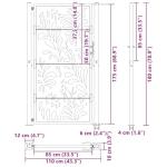 Black Steel Garden Gate 105x180 cm Wave Design