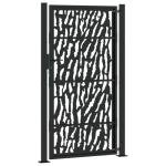Black Steel Garden Gate with Laser-Cut Design