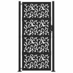 Black Steel Leaf Design Garden Gate 105x205 cm