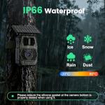 MAXDONE Wildlife Camera WiFi Bluetooth, 48MP 30FPS Solar Trail Camera with Night Vision Motion Activated, 0.1s Trigger Speed, IP66 Waterproof, Built-in 5200mAh Rechargeable Battery for Garden Monitor
