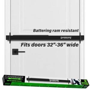 Door Security Bar-by Doorricade-Secure The Entire Width of Your Inward Opening Front Door-Safe Room. Fits Doors 33"-36" Wide-Black Edition.