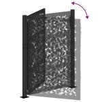 Black Steel Leaf Design Garden Gate 105x130 cm