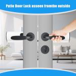 Qivine Patio Door Security Lock, French Door Lock with On and Off Buttons, High Security Locks for Doors Fix Bar, Door Security Devices Easy Install for European Style Double Door Handle