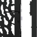 Black Steel Garden Gate with Laser-Cut Design
