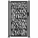 Black Steel Garden Gate with Laser-Cut Design