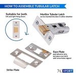 Polished Chrome Tubular Door Latch - 2 Pack