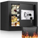 Fireproof Home Safe with Alarm & Removable Shelf