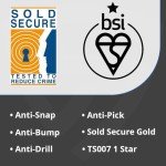 Chrome Euro Cylinder Door Lock with 5 Keys