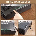 SOULYI Biometric Fingerprint Gun Safe for 3 Pistols Safe DOJ Certified with 3 Quick Access Handgun Safe,Digital Keypad Frosted Black Bedside Firearm Safety Car Safe Hardened Steel Lock Box