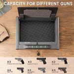 SOULYI Biometric Fingerprint Gun Safe for 3 Pistols Safe DOJ Certified with 3 Quick Access Handgun Safe,Digital Keypad Frosted Black Bedside Firearm Safety Car Safe Hardened Steel Lock Box