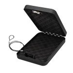 Brihard Portable Safe with Combination Lock, Security Case with Anti-theft Wire Rope for Travel, Car, Home, used for Valuables, Cash, Jewelry, Pistol, 24,5 x 16,5 x 4,7cm, 13POPISCOMB