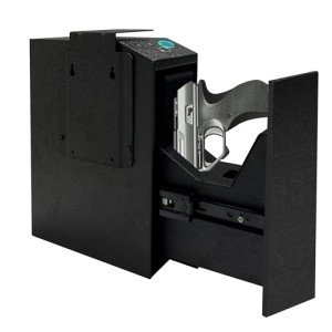 Gun Safe Biometric Pistol Safe, Mounted Nightstand Quick Access Handgun Safe and Diversion Safe for Car, Truck, Desk, Bedside, Wall with Security Fingerprint, Key Access, PIN Code