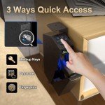 movgul Gun Safe Biometric Drop Down Bedside Gun Safe Quick Access Handgun Safe Mount Pistol Safe for Desk, Car, Nightstand