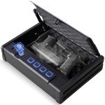 WIAONE Kavey Biometric Gun Safe for Pistols, Quick-Access Handgun Safe for 2 Pistols with Fingerprint Lock and Backlit Digital Keypad Mute Mode, Auto-open Pistol Safe for Home Nightstand Bedside Car