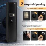 COSTWAY Gun Cabinet, 5 Rifles Gun Safe with Digital Keypad, Emergency Keys, Lockable Ammo Compartment & Storage Pockets, Electronic Shotgun Safe Rifle Security Cabinet for Home Long Gun and Pistols