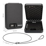 Brihard Portable Safe with Combination Lock, Security Case with Anti-theft Wire Rope for Travel, Car, Home, used for Valuables, Cash, Jewelry, Pistol, 24,5 x 16,5 x 4,7cm, 13POPISCOMB