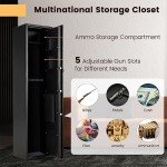 COSTWAY Gun Cabinet, 5 Rifles Gun Safe with Digital Keypad, Emergency Keys, Lockable Ammo Compartment & Storage Pockets, Electronic Shotgun Safe Rifle Security Cabinet for Home Long Gun and Pistols