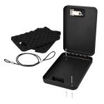 Brihard Portable Safe with Combination Lock, Security Case with Anti-theft Wire Rope for Travel, Car, Home, used for Valuables, Cash, Jewelry, Pistol, 24,5 x 16,5 x 4,7cm, 13POPISCOMB