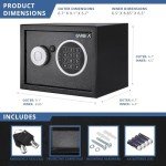 Barska Digital Keypad Home & Office Steel Security Safe Lock Box with Deadbolts - 0.22 Cu Ft Compact