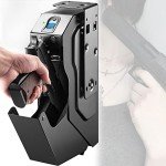 TAHALI Mounted Gun Safe,Handgun Safe, Auto Open Lid Smart Pistol Safe with Biometric Fingerprint and 2 Keys for Nightstand, Desk, Bed Side