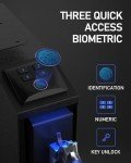 MAEZOE Gun Safe Biometric Pistol Safe with Quick Access Sliding Door, Mounted Nightstand Fireproof Handgun Safe & Gun Lock Box for Car, Truck, Desk, Bedside, Wall with Fingerprint, PIN Code, KEY Acces