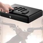 TAHALI Gun Safe,Quick-Access Pistol Safe for Handgun&Ammo with Biometric Fingerprint Lock or keys Lock for Home Bedside Nightstand Car