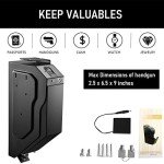 TAHALI Mounted Gun Safe,Handgun Safe, Auto Open Lid Smart Pistol Safe with Biometric Fingerprint and 2 Keys for Nightstand, Desk, Bed Side