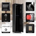 COSTWAY Gun Cabinet, 5 Rifles Gun Safe with Digital Keypad, Emergency Keys, Lockable Ammo Compartment & Storage Pockets, Electronic Shotgun Safe Rifle Security Cabinet for Home Long Gun and Pistols