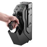 ANXYYDS Mounted Biometric Gun Safe For Pistols, Auto Open Handgun Safe, Pistol Safe With Fingerprint Keypad Key Quick Access For Guns Storage By Desk Nightstand Wall Cabinet
