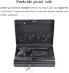 TAHALI Gun Safe,Quick-Access Pistol Safe for Handgun&Ammo with Biometric Fingerprint Lock or keys Lock for Home Bedside Nightstand Car