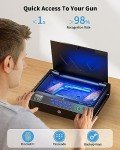 movgul Gun Safes, Biometric Pistol Safe with LCD Display of Temperature Humidity USB Port, Gun Safes 3 Ways Quick Access Fingerprint Handgun Safe for Nightstand Car